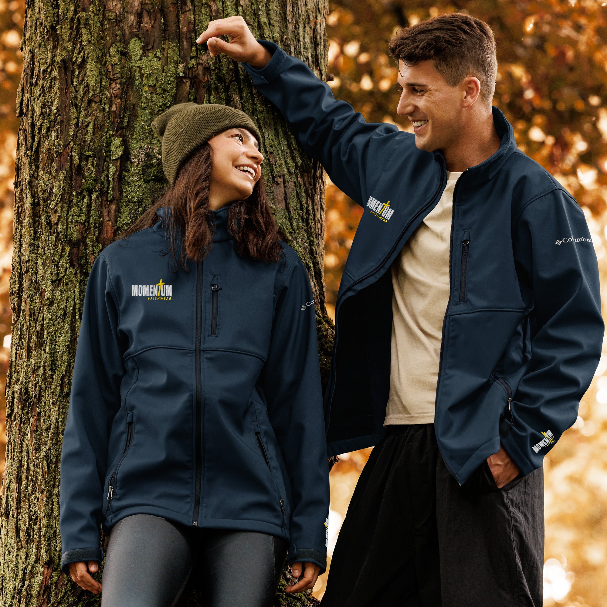 Columbia Soft Shell Jacket/White Momentum/Gold Cross – Momentum